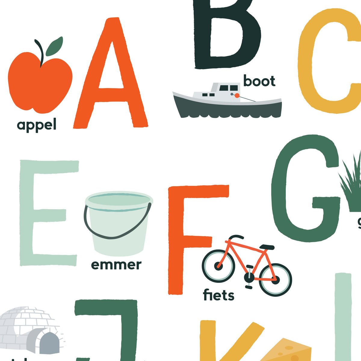 Dutch Alphabet Printable Poster, Nederlands Alfabet, Playroom Wall Art