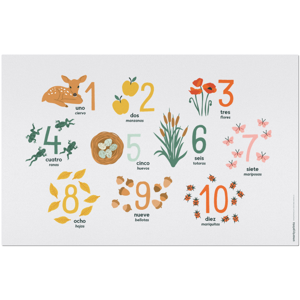 Spanish Kids Counting Placemat, Los Números en Español 110, Homeschoo